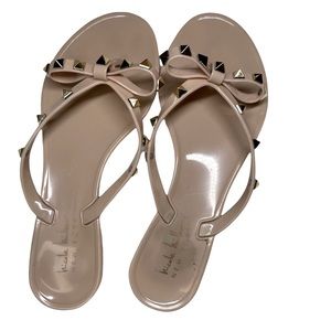 Nicole Miller Jelly Flip Flop Gold Studs Sandals